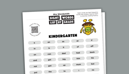 Sight words list: kindergarten