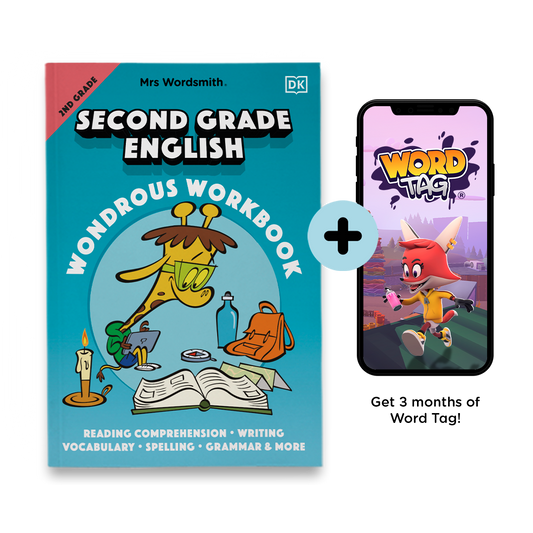 Second Grade English Wondrous Workbook + 3 months of Word Tag ® Video Game