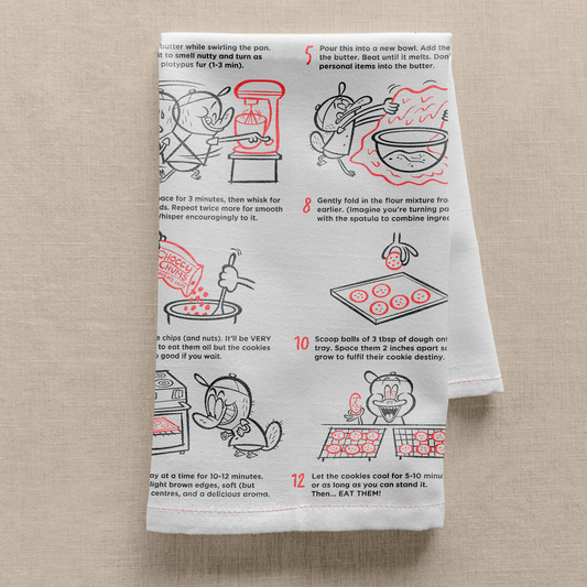 Teatowel with cookie recipe illustrations