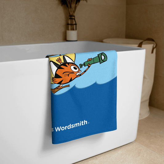 Beach towel with cartoon explorer