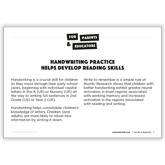 Handwriting practice improves reading skills - IcanbeaButterfly UK