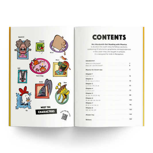 Get Reading with Phonics book carousel - Meet the Characters & Contents
