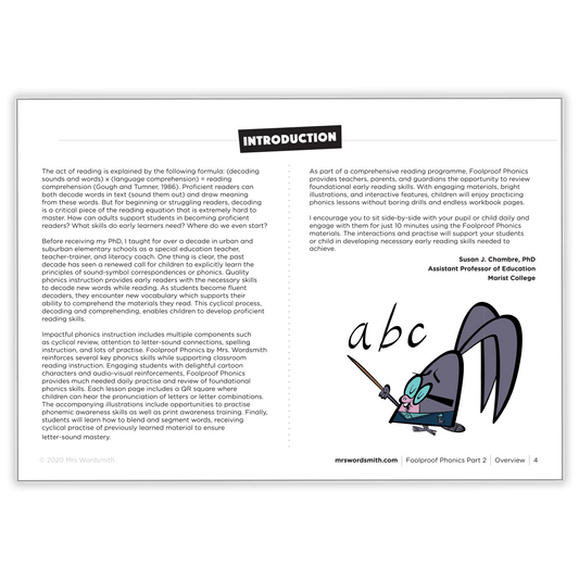 Phonics Part 2 reading introduction page