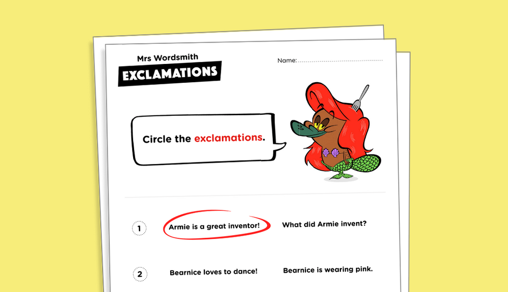 exclamation grammar activity worksheet