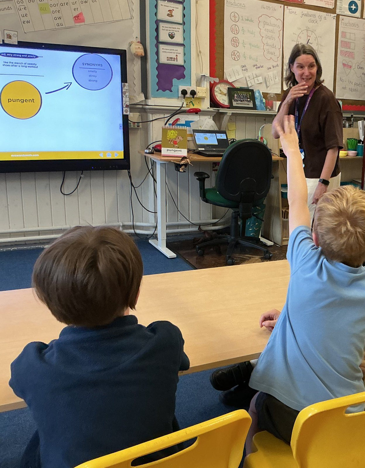 Pupils at Cecil Road Primary learning the word 'pungent' from Storyteller's Word a Day
