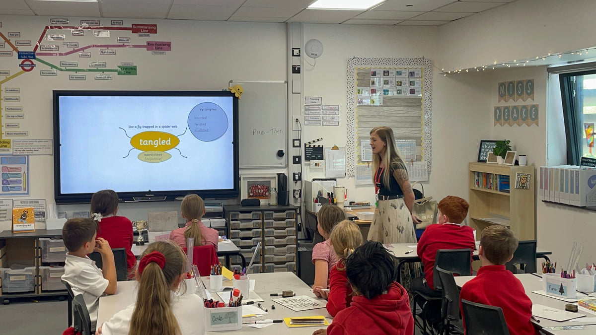 A KS2 class at Histon and Impington Park works through the word 'tangled' in a Storyteller's Word a Day session