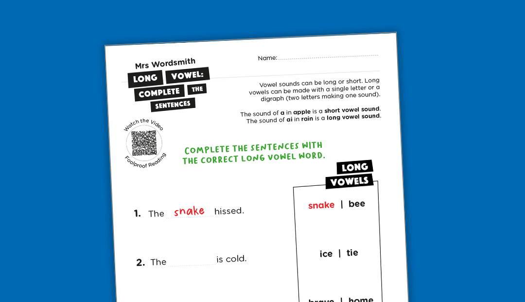 Long vowels: complete the sentences