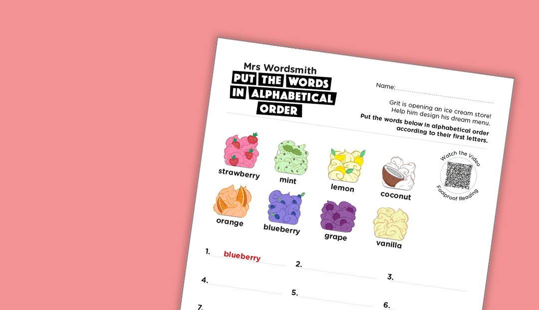 Put the words in alphabetical order