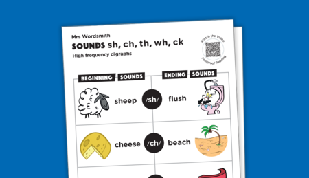 Common digraphs: sh, ch, th, wh, ck