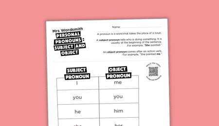 Personal pronouns: subject and object