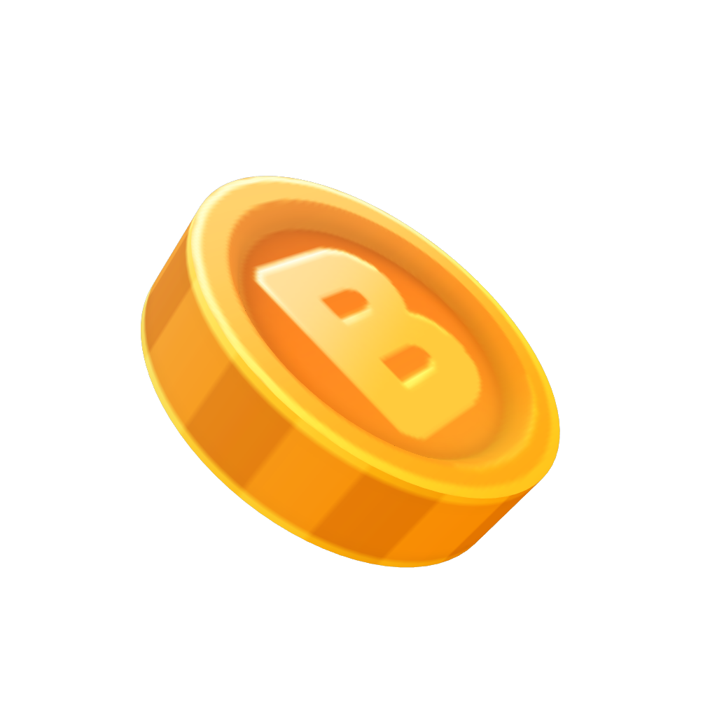 Golden coin with B icon