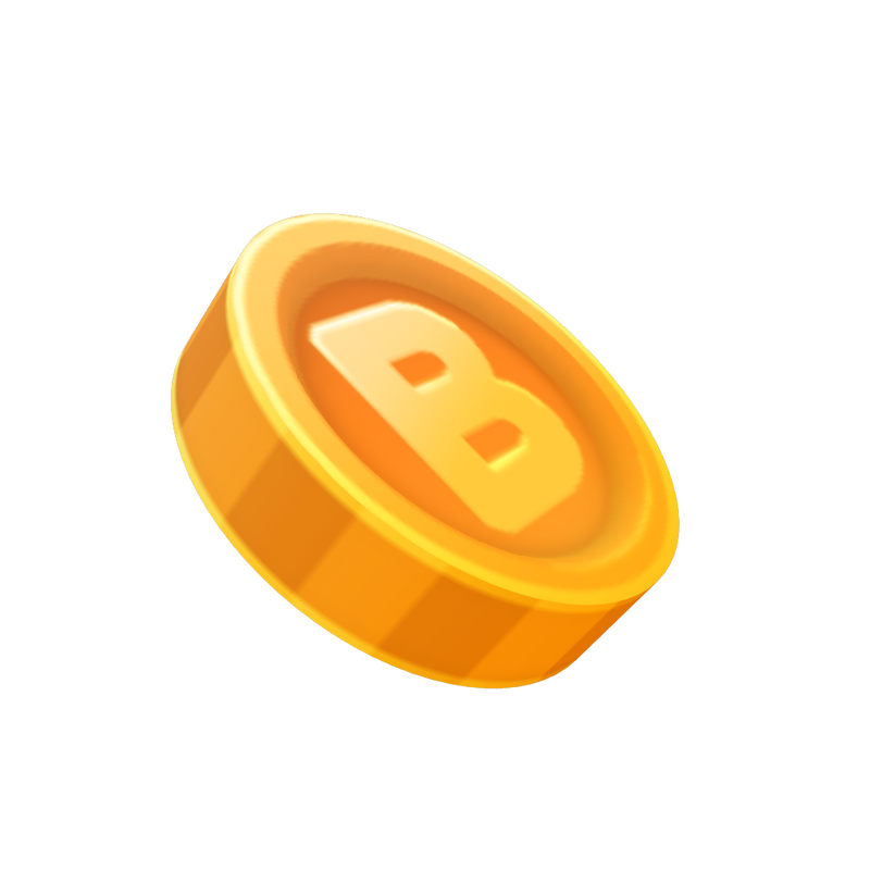 Golden coin with B icon