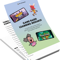 Game-Based Learning Research document with game illustrations.