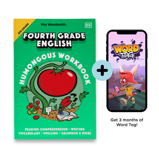 Fourth Grade English Humongous Workbook + 3 months of Word Tag ® Video Game