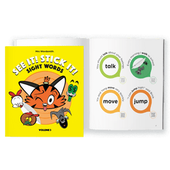See It! Stick It! Sight Words book, Volume 5, showing sight words.
