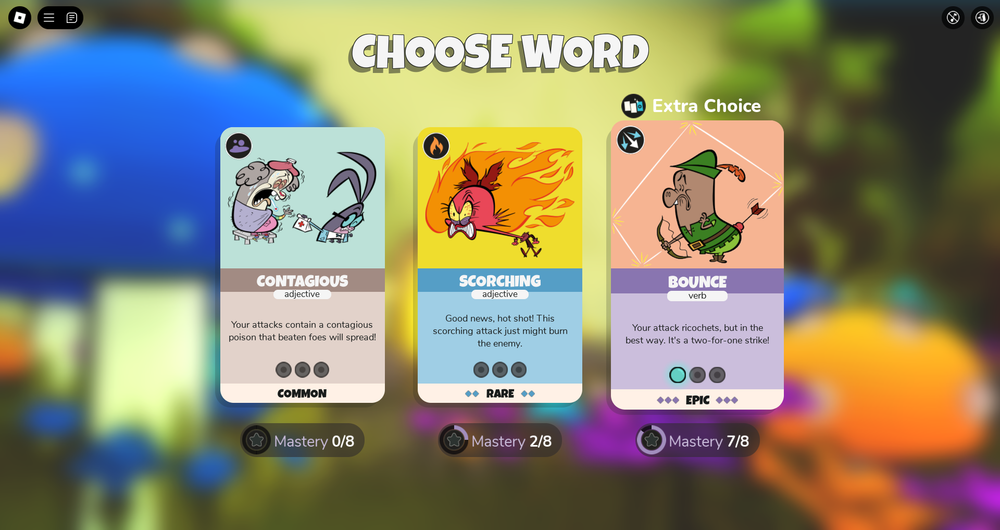Choose Word card selection