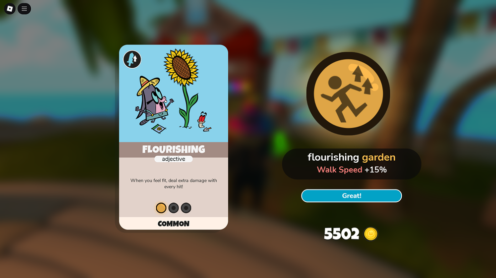 Flourishing garden card & buff.