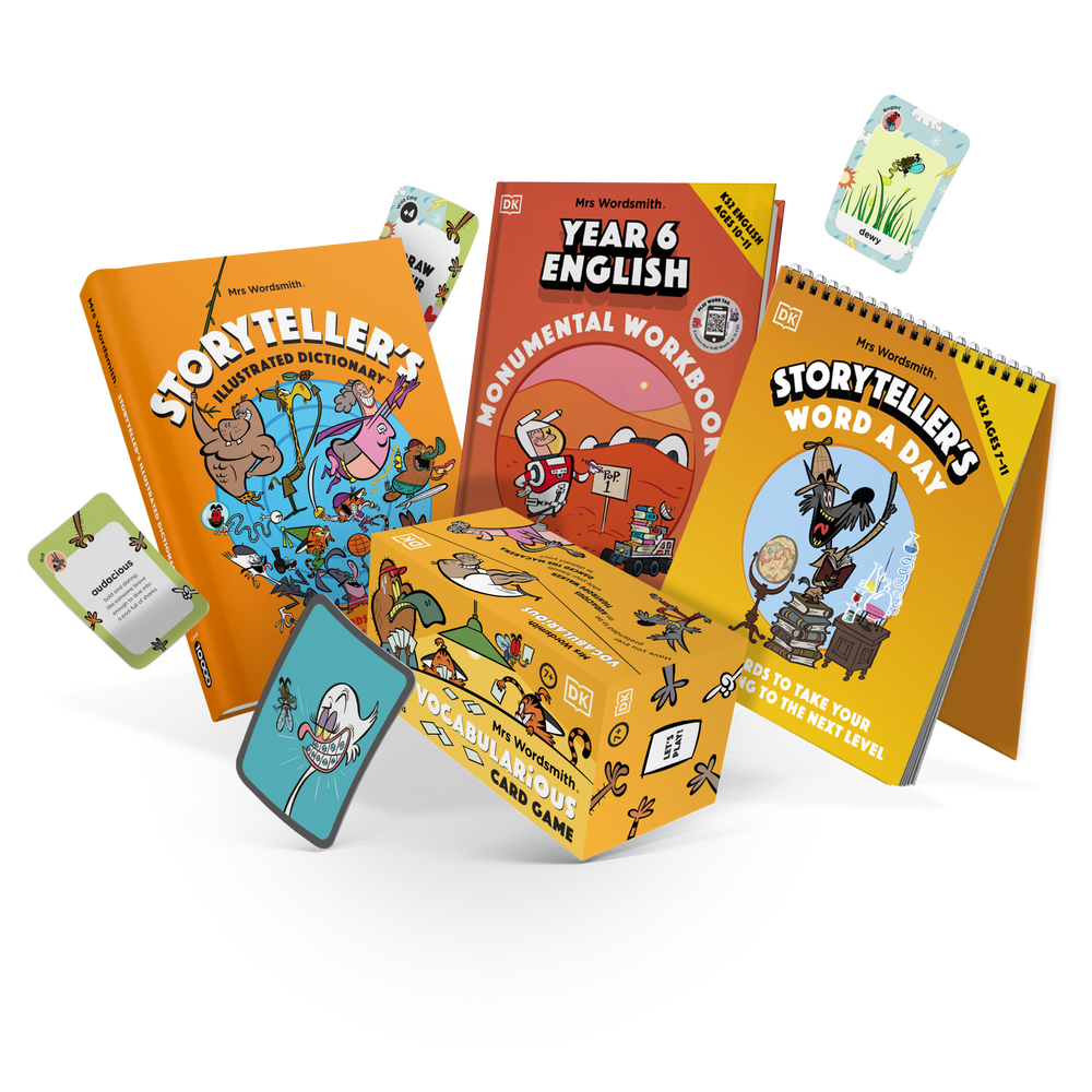 Workbook, Dictionary, Word a Day, & Vocabularious card game.