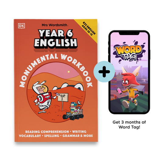 Year 6 English Monumental Workbook + 3 months of Word Tag ® Video Game
