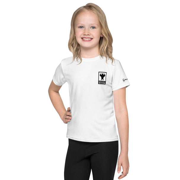 White kids crew neck t-shirt with print