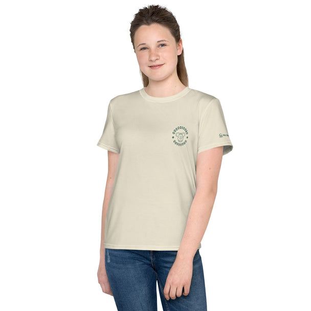Youth white crew neck t-shirt front view