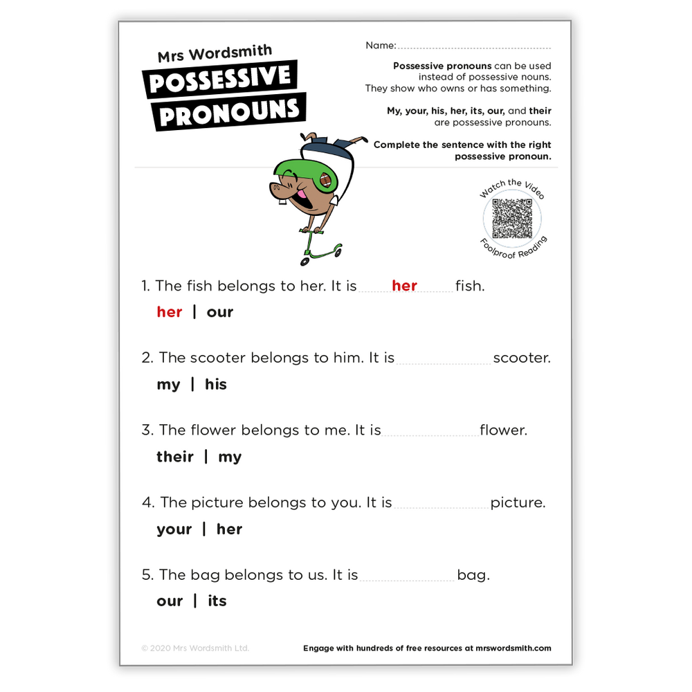 possessive-pronouns-activity