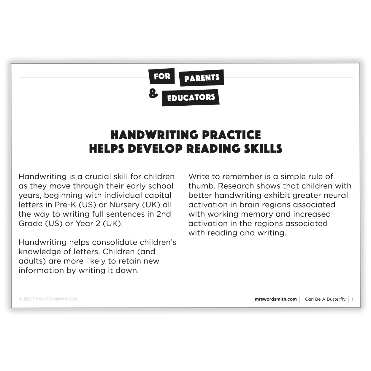 Handwriting Worksheets & Workbooks | Mrs. Wordsmith