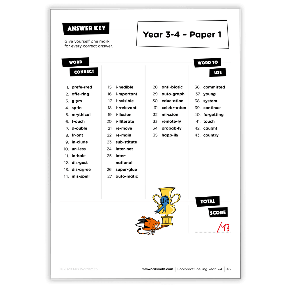 Spelling Year 3-4 Mixed Practice + 3 months of Word Tag ® Video