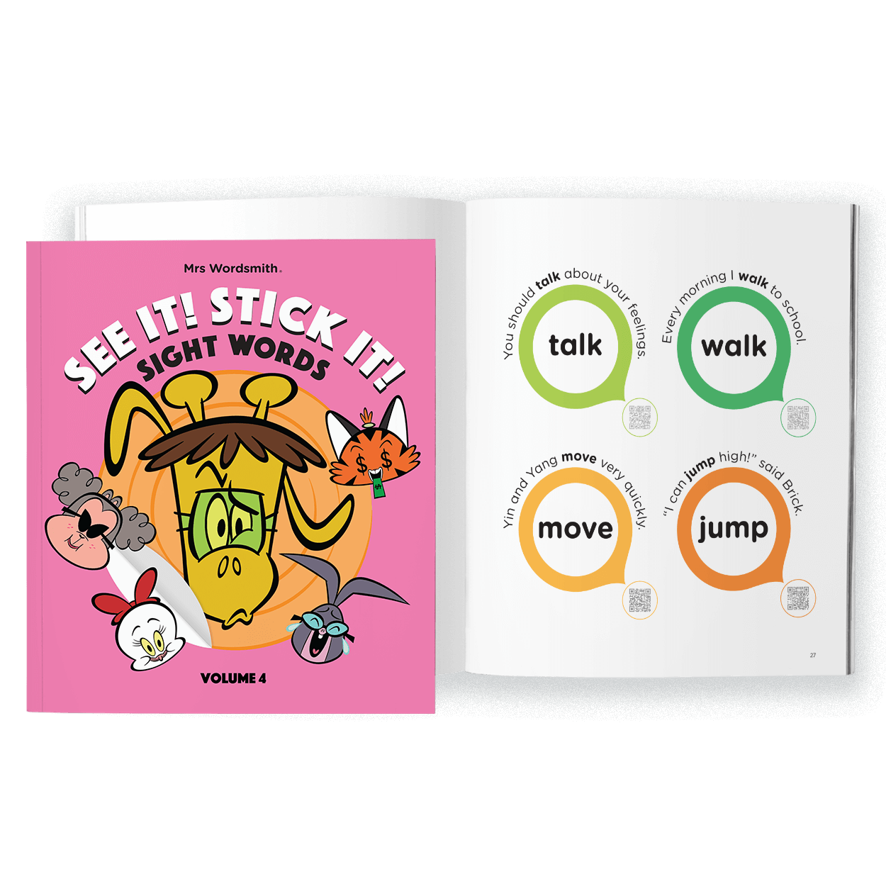 See It! Stick It! Sight Words Volume 4 book and sight word examples